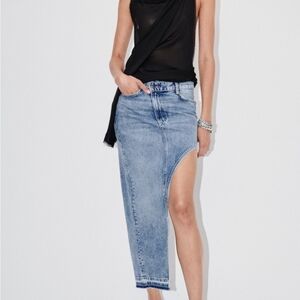 Zara Cut Out Denim Skirt